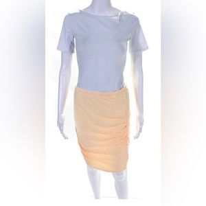 Sundry Womens Ruched Mini Peach Pencil Skirt Size 1 (XS) NWT